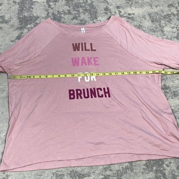 NWT Fabletics Quinn Will Wake For Brunch Short Sleeve Tee T Shirt Dusty Pink XXL - Picture 7 of 10